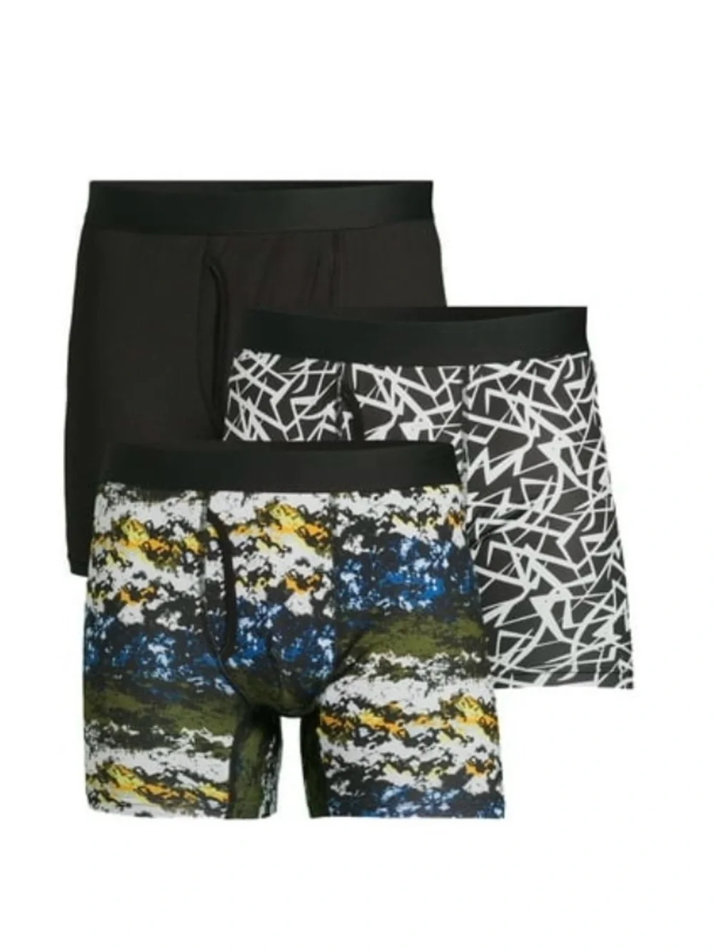 Men's 3-Pack Boxer Briefs - Black, White Pattern & Multicolor